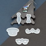 5 Pcs, 5 Style Pendant Silicone Molds Hat & Bowknot & Tie & Mustache & Glasses, White