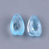 10 Pcs, 13x8x5.5mm, Transparent Glass Charms, Petal, Light Sky Blue