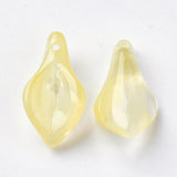 10 Pcs, 20x10.5x6mm, Transparent Glass Pendants, Petaline, Gold