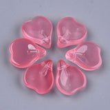 10 Pcs, 15x13x5mm, Transparent Glass Pendants, Petal, Crimson