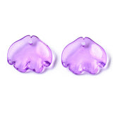 10 Pcs, 15x18x4mm, Transparent Glass Pendants, Fish Purple