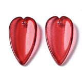 10 Pcs, 20.5x11x3.5mm, Transparent Glass Pendants, Leaf, Red