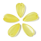 10 Pcs, 20.5x11x3.5mm, Transparent Glass Pendants, Imitation Jade Pendants, Leaf, Gold