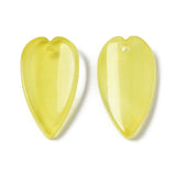 10 Pcs, 20.5x11x3.5mm, Transparent Glass Pendants, Imitation Jade Pendants, Leaf, Gold