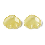 10 Pcs, 15x18x4mm,Transparent Glass Pendants, Imitation Jade Pendants Yellow