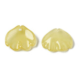 10 Pcs, 15x18x4mm,Transparent Glass Pendants, Imitation Jade Pendants Yellow