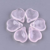 10 Pcs, 15x13x5mm, Transparent Glass Pendants, Petal, Pink