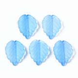 10 Pcs, 23.5x17.5x4.5mm, Glass Pendants, Leaf, Blue