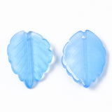 10 Pcs, 23.5x17.5x4.5mm, Glass Pendants, Leaf, Blue