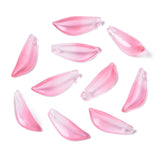 10 Pcs, 21.5x8x5mm, Glass Pendants, Imitation Jade Pendants, Two Tone, Leaf, Hot Pink