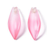 10 Pcs, 21.5x8x5mm, Glass Pendants, Imitation Jade Pendants, Two Tone, Leaf, Hot Pink