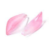 10 Pcs, 21.5x8x5mm, Glass Pendants, Imitation Jade Pendants, Two Tone, Leaf, Hot Pink