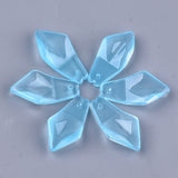 10 Pcs, 24.5x13x5.5mm, Transparent Glass Pendants, Quadrilateral, Light Sky Blue