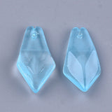 10 Pcs, 24.5x13x5.5mm, Transparent Glass Pendants, Quadrilateral, Light Sky Blue