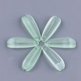 10 Pcs, 25x8.5mm, Transparent Glass Pendants, Petal, Light Green