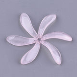 10 Pcs, 26x8.5x6mm, Transparent Spray Painted Glass Pendants, Petal, Pink