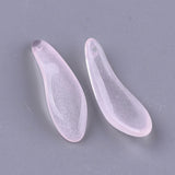 10 Pcs, 26x8.5x6mm, Transparent Spray Painted Glass Pendants, Petal, Pink