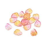 10 Pcs, 13.5x10.5x3.5mm, Two-Tone Transparent Glass Charms, Leaf, Orange