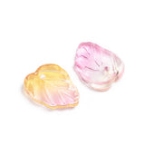 10 Pcs, 13.5x10.5x3.5mm, Two-Tone Transparent Glass Charms, Leaf, Orange