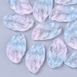 10 Pcs, 29x17x5mm, Two Tone Transparent Glass Pendants, Leaf, Colorful