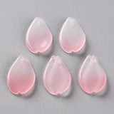 10 Pcs, 16x9.5x2mm, Two Tone Transparent Glass Pendants, Petaline, Pink