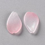 10 Pcs, 16x9.5x2mm, Two Tone Transparent Glass Pendants, Petaline, Pink