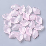 10 Pcs, 15x10x3.5mm, Transparent Glass Pendants, Petaline, Pink