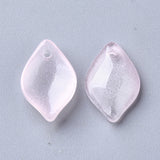 10 Pcs, 15x10x3.5mm, Transparent Glass Pendants, Petaline, Pink