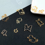 10 Pcs, Alloy Open Back Bezel Pendants Flower Jewelry, Mixed Animal Shapes, Golden