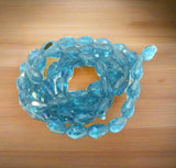 12x8mm Trans Blue Rainbow Crystal Faceted Drop Beads