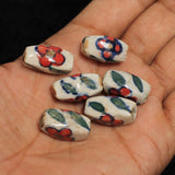 10 Pcs, 22x12mm Ceramic Oval Beads MultiColor