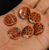 10 Pcs, 18x7mm Ceramic Flat Round Beads Brown