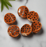 10 Pcs, 18x7mm Ceramic Flat Round Beads Brown