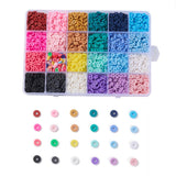 24 Colors Polymer Clay Beads DIY Kit, Disc, Mixed Color