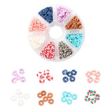 8 Colors Handmade Polymer Clay Beads, Disc Heishi Beads