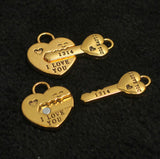 22x35mm Heart Lock & Key Couple Magnetic Clasps