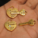 22x35mm Heart Lock & Key Couple Magnetic Clasps