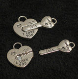 22x35mm Heart Lock & Key Couple Magnetic Clasps