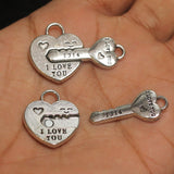 22x35mm Heart Lock & Key Couple Magnetic Clasps