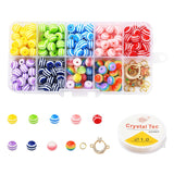 225 Pcs Round Resin Beads DIY Kit With Elastic Cord