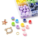 225 Pcs Round Resin Beads DIY Kit With Elastic Cord