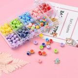 225 Pcs Round Resin Beads DIY Kit With Elastic Cord