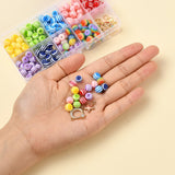 225 Pcs Round Resin Beads DIY Kit With Elastic Cord