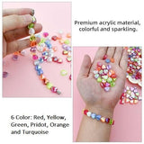 300 Pcs 8mm Acrylic Heart Shape 6 Color Combo Rainbow Finish