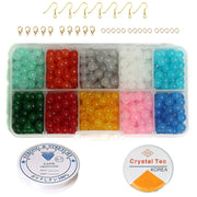 500 Pcs, 6mm Glass beads Trans With Metal Findings, Elastic and Nylon Thread for Jewellery Making DIY Kit