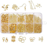 Jewellery Making Metal Findings Kit with Ribbon Clamp Crimps with Loop Head Pins Ribbon Ends