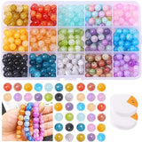 375 Pcs 8MM Crackle Round Glass Beads 15 Grid DIY Box Kit For Jewellery Making