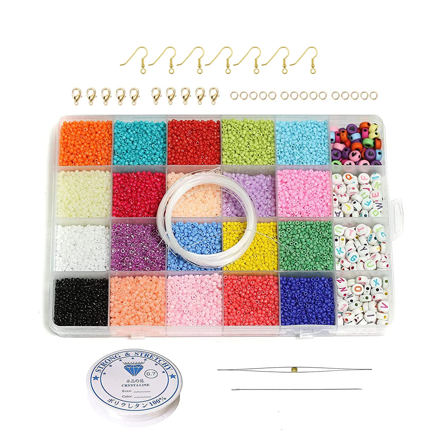 Friendship Bracelet Making Kit, Huge Value, Letter Beads, Crafts For Girls,  20 Multi-Color Embroidery Floss, A-Z Alphabet Beads, Knot Patterns,  Colorful String, Bracelet Charms, Friendship Bracelets