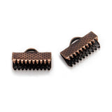 10 Pcs, 7x13mm, Mixed Iron Ribbon Crimp Ends Nickel Free