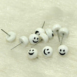 50 Pcs, 9mm Smiley Face Acrylic Earrings Studs